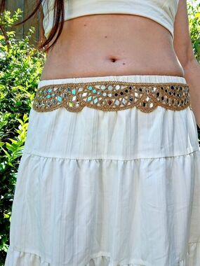 Handmade Boho Mirror Chain Belt Festival Party Sparkly Unique Art Jewelry